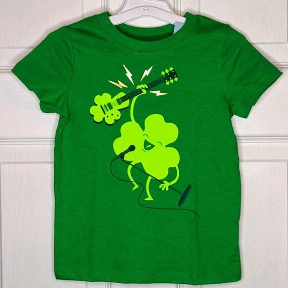 Cat & Jack Green Team Shamrock Rock Out Boys T Shirt 2T - Picture 2 of 8